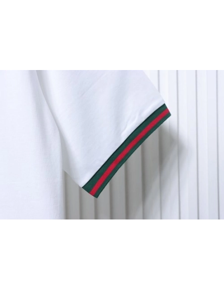 Gucci Red and Green Ribbed Crew-Neck T-Shirt White,Gucci T-shirts,T-Shirts,CLOTHES