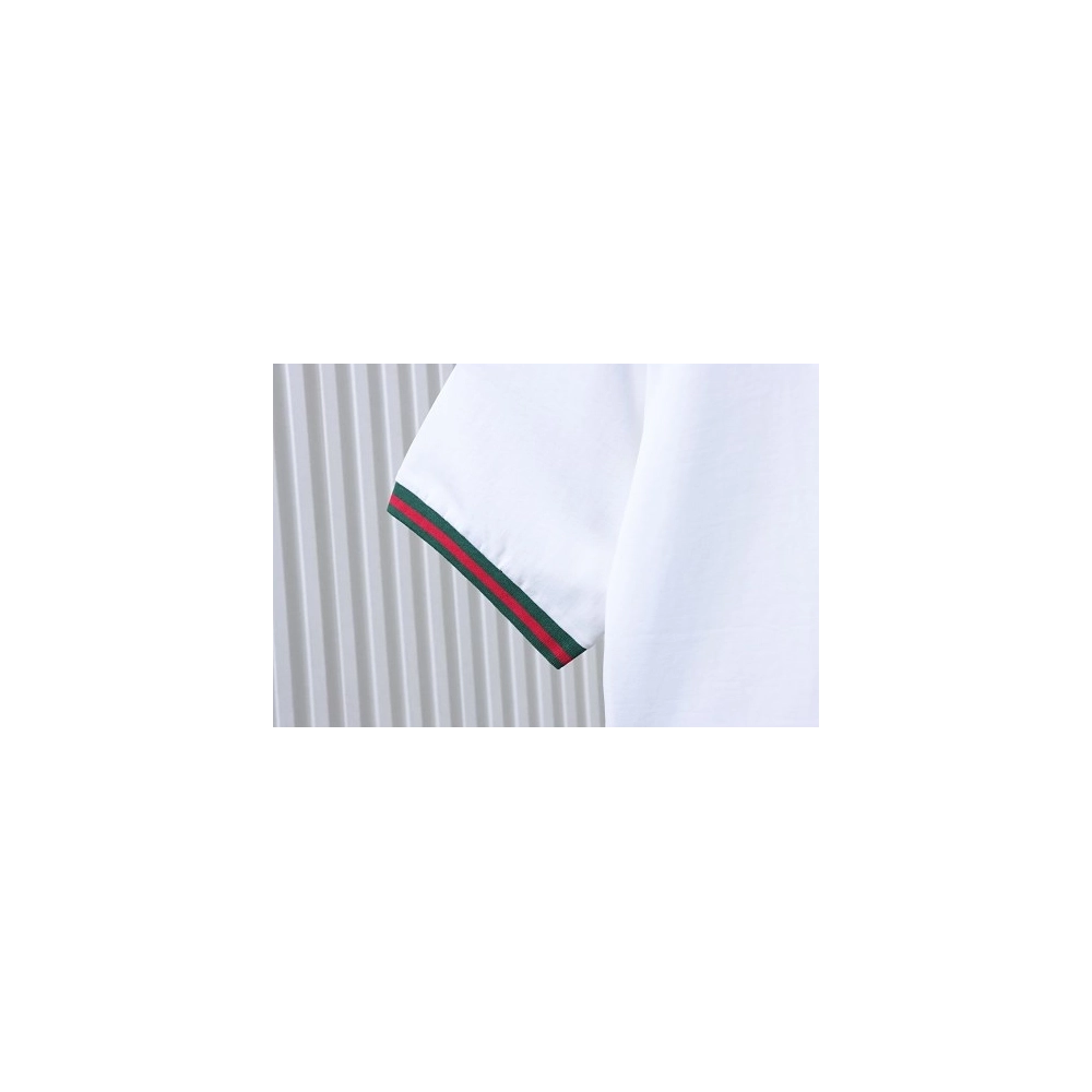 Gucci Red and Green Ribbed Crew-Neck T-Shirt White,Gucci T-shirts,T-Shirts,CLOTHES