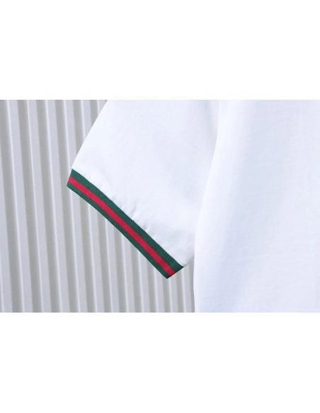 Gucci Red and Green Ribbed Crew-Neck T-Shirt White,Gucci T-shirts,T-Shirts,CLOTHES