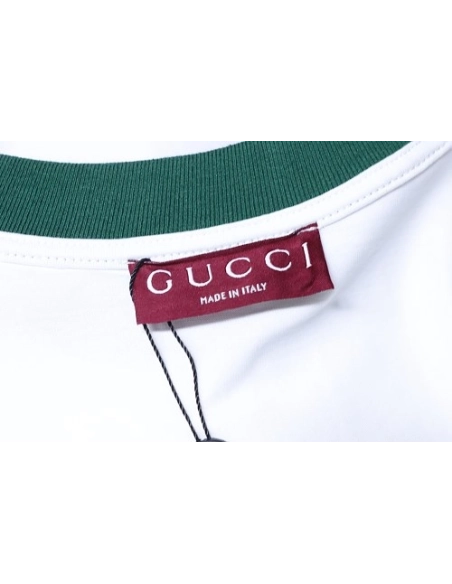 Gucci Red and Green Ribbed Crew-Neck T-Shirt White,Gucci T-shirts,T-Shirts,CLOTHES
