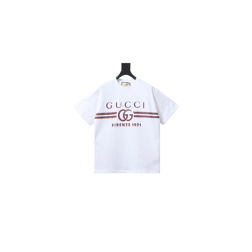 Gucci Red and White Gradient Belt Print T-shirt White,Gucci T-shirts,T-Shirts,CLOTHES