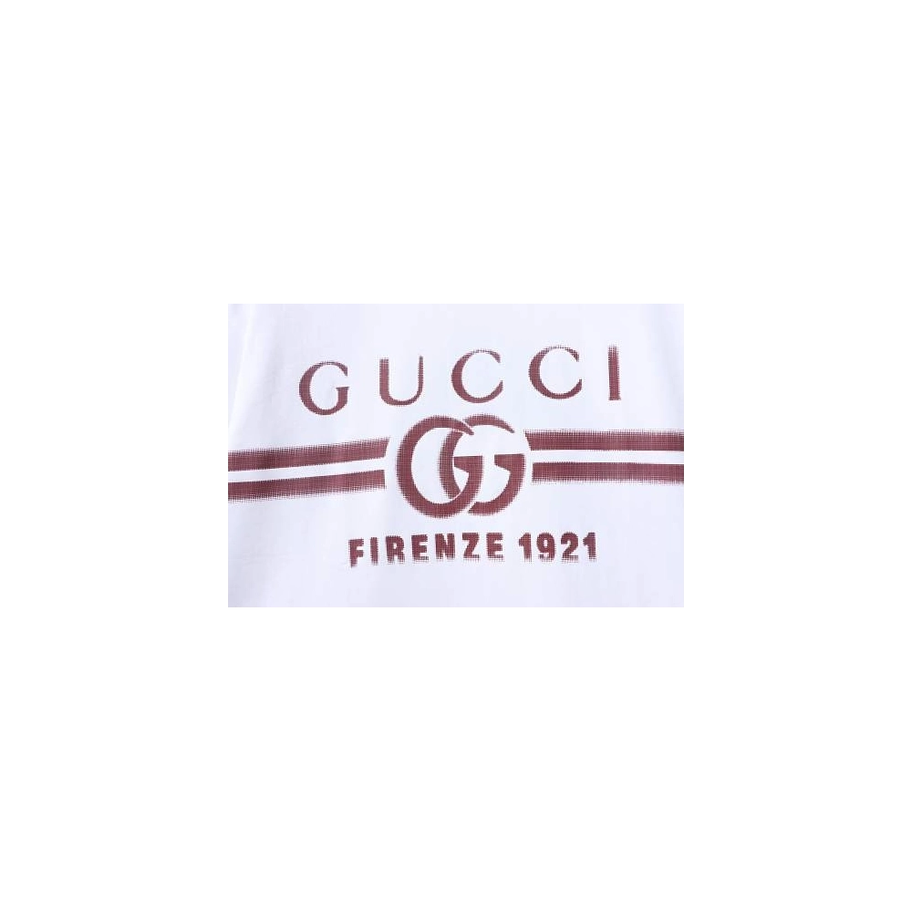 Gucci Red and White Gradient Belt Print T-shirt White,Gucci T-shirts,T-Shirts,CLOTHES