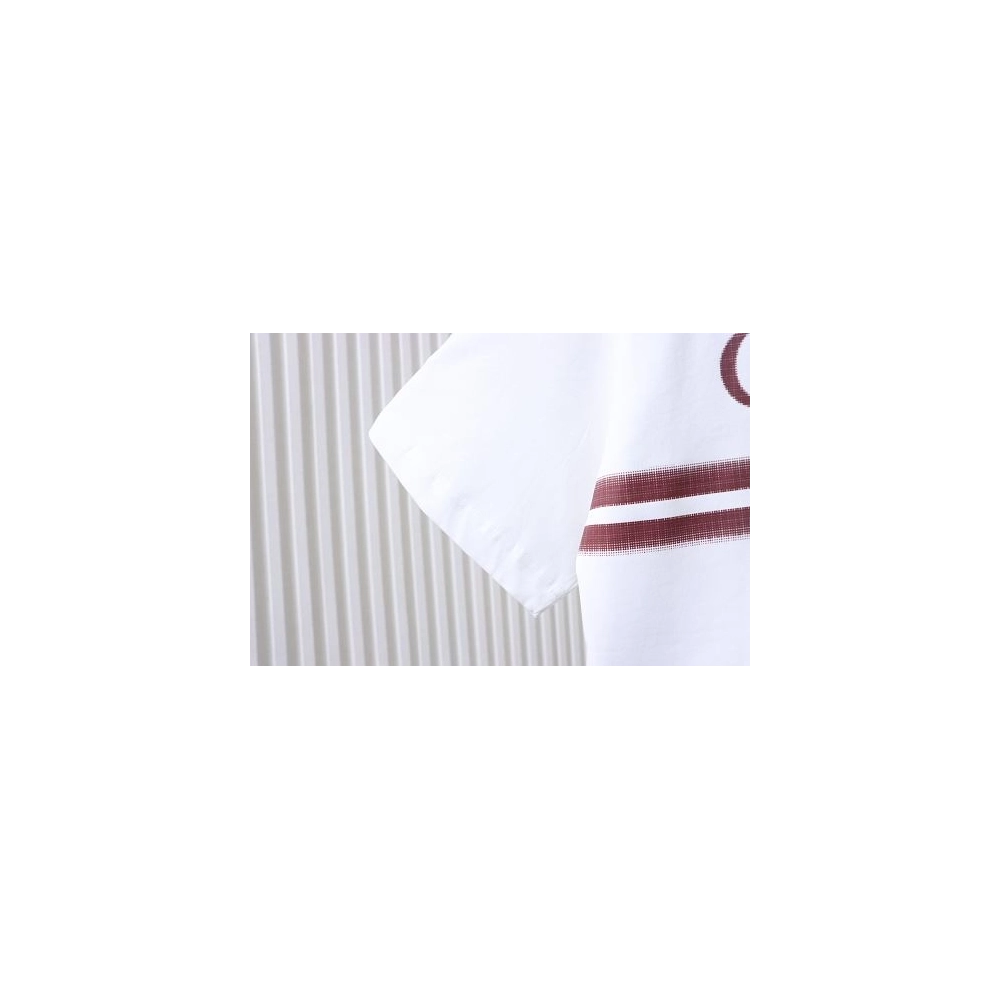 Gucci Red and White Gradient Belt Print T-shirt White,Gucci T-shirts,T-Shirts,CLOTHES
