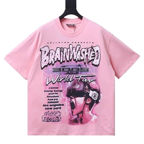 Hellstar Futuristic Tech-Style Graffiti T-Shirt Pink,Hellstar T-Shirts,T-Shirts,CLOTHES