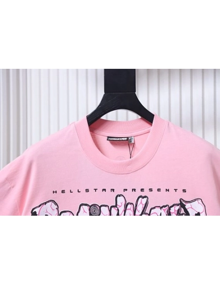 Hellstar Futuristic Tech-Style Graffiti T-Shirt Pink,Hellstar T-Shirts,T-Shirts,CLOTHES