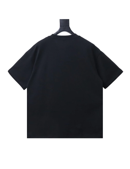 Loewe Misaligned Logo Embroidered T-Shirt Black,Loewe T-Shirts,T-Shirts,CLOTHES