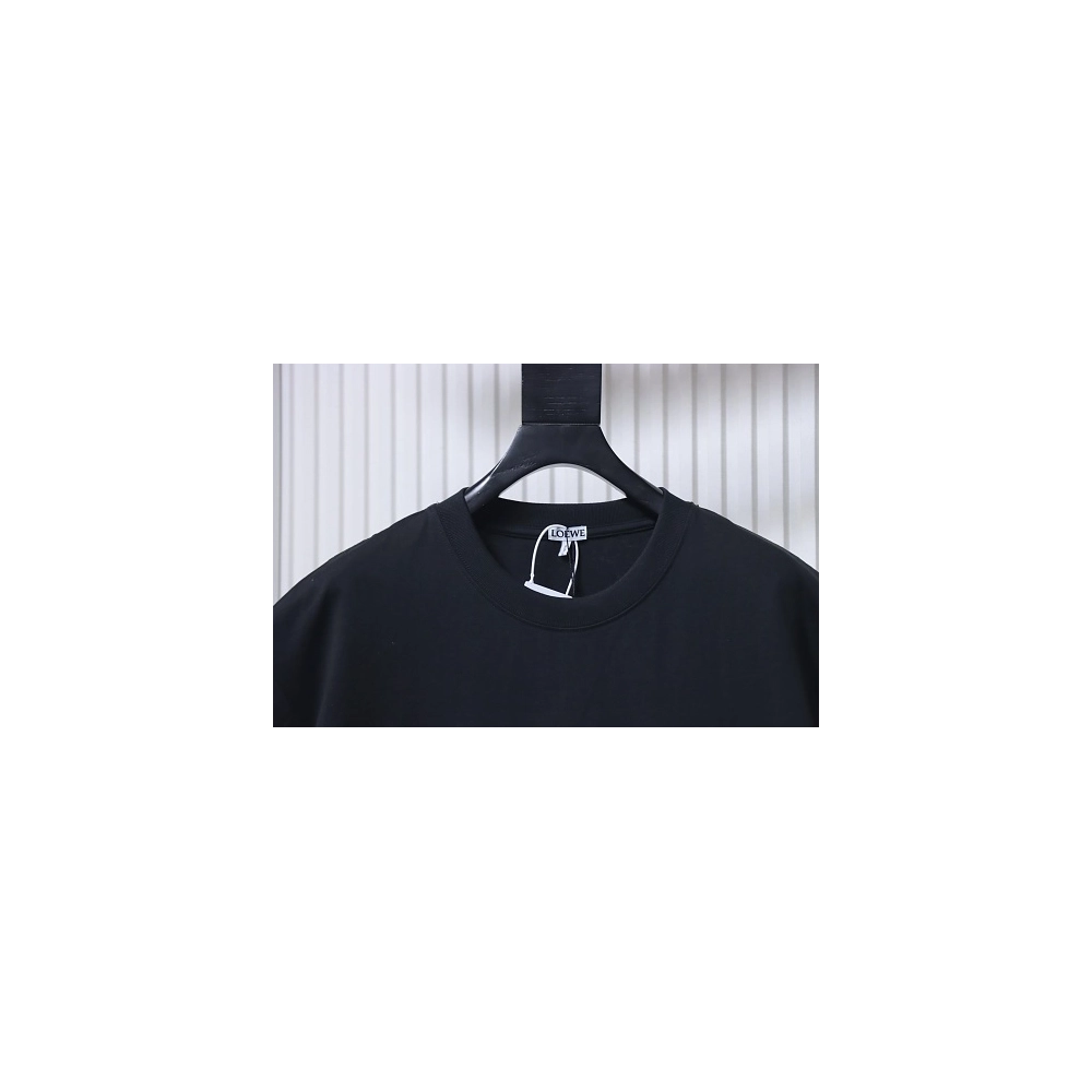 Loewe Misaligned Logo Embroidered T-Shirt Black,Loewe T-Shirts,T-Shirts,CLOTHES