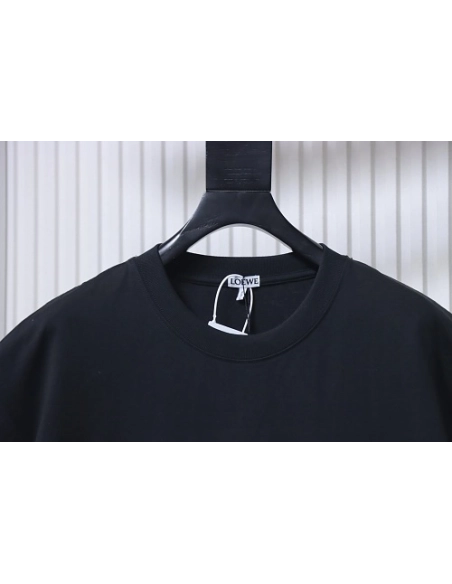 Loewe Misaligned Logo Embroidered T-Shirt Black,Loewe T-Shirts,T-Shirts,CLOTHES