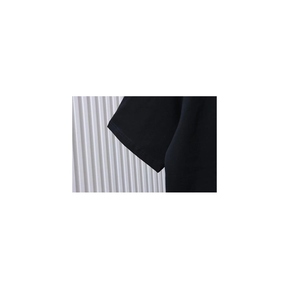 Loewe Misaligned Logo Embroidered T-Shirt Black,Loewe T-Shirts,T-Shirts,CLOTHES