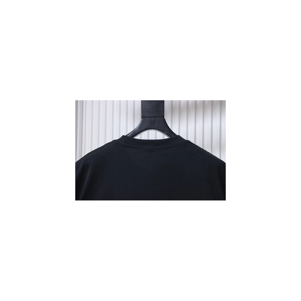 Loewe Misaligned Logo Embroidered T-Shirt Black,Loewe T-Shirts,T-Shirts,CLOTHES