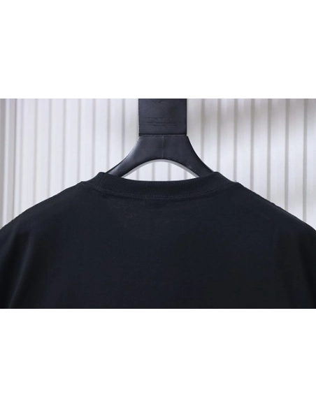 Loewe Misaligned Logo Embroidered T-Shirt Black,Loewe T-Shirts,T-Shirts,CLOTHES