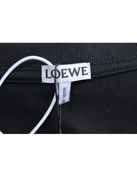 Loewe Misaligned Logo Embroidered T-Shirt Black,Loewe T-Shirts,T-Shirts,CLOTHES