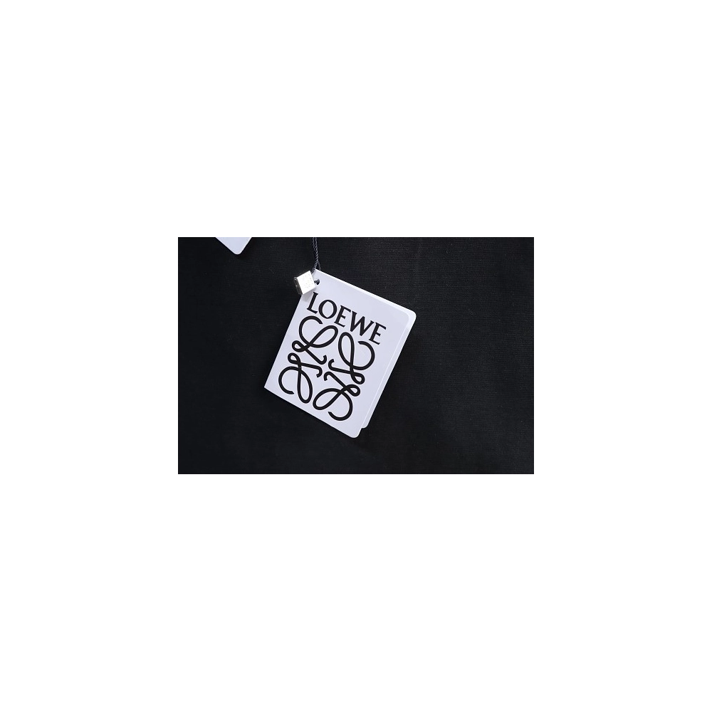 Loewe Misaligned Logo Embroidered T-Shirt Black,Loewe T-Shirts,T-Shirts,CLOTHES