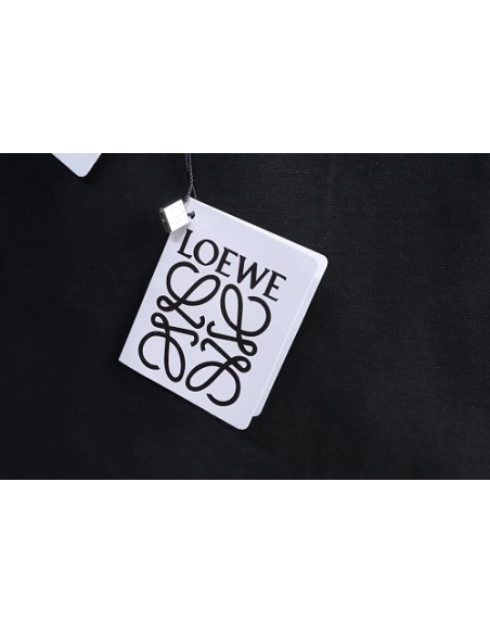 Loewe Misaligned Logo Embroidered T-Shirt Black,Loewe T-Shirts,T-Shirts,CLOTHES