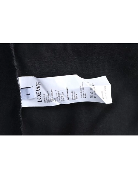 Loewe Misaligned Logo Embroidered T-Shirt Black,Loewe T-Shirts,T-Shirts,CLOTHES