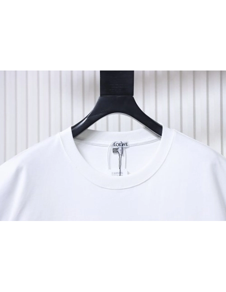 Loewe Misaligned Logo Embroidered T-Shirt White,Loewe T-Shirts,T-Shirts,CLOTHES