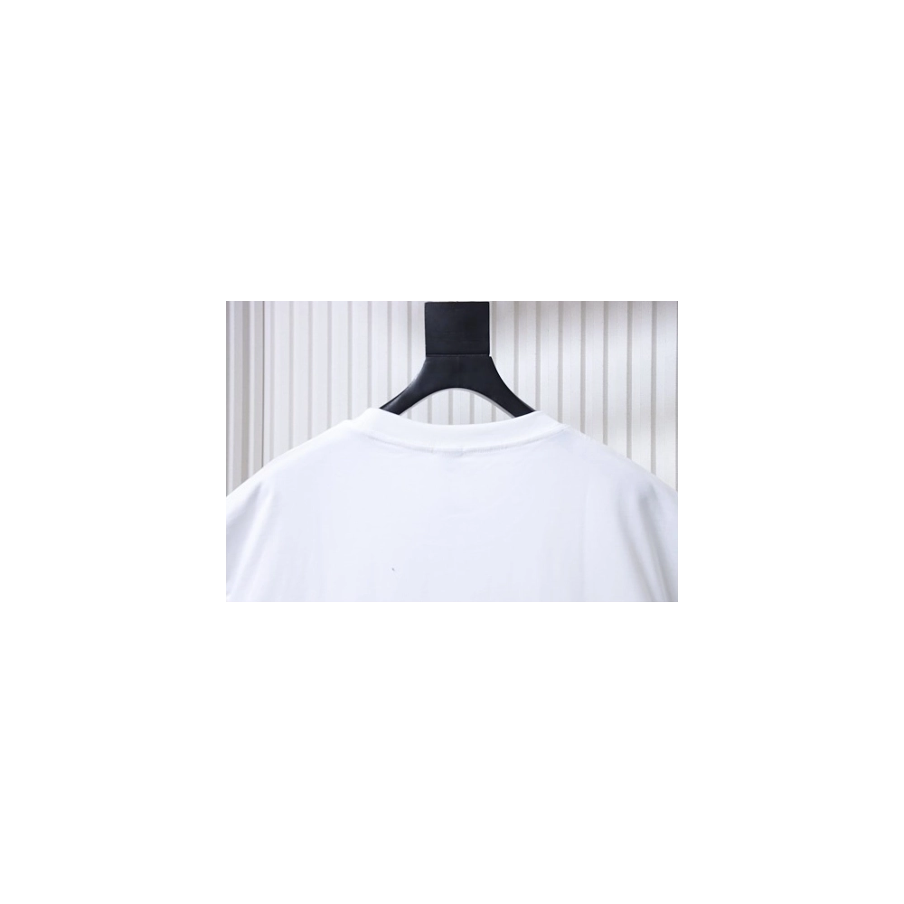 Loewe Misaligned Logo Embroidered T-Shirt White,Loewe T-Shirts,T-Shirts,CLOTHES