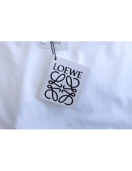 Loewe Misaligned Logo Embroidered T-Shirt White,Loewe T-Shirts,T-Shirts,CLOTHES