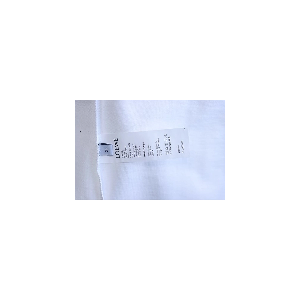 Loewe Misaligned Logo Embroidered T-Shirt White,Loewe T-Shirts,T-Shirts,CLOTHES