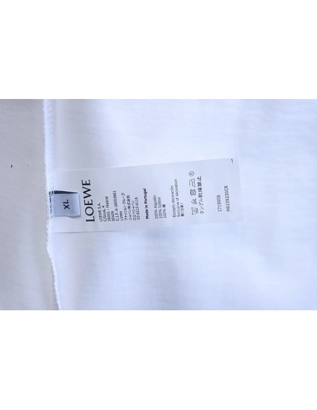 Loewe Misaligned Logo Embroidered T-Shirt White,Loewe T-Shirts,T-Shirts,CLOTHES