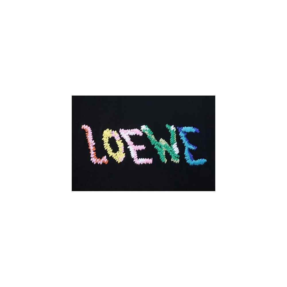 Loewe Rainbow Letter Embroidery T-Shirt Black,Loewe T-Shirts,T-Shirts,CLOTHES
