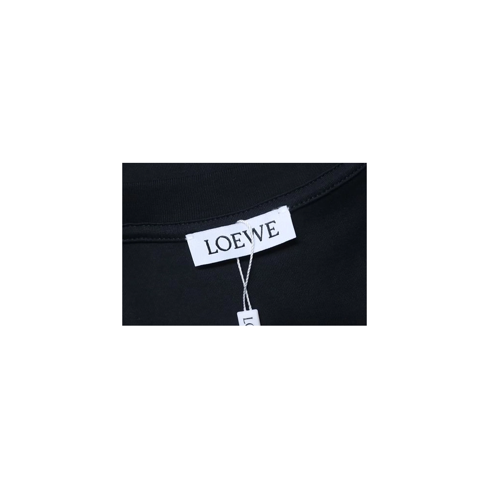 Loewe Rainbow Letter Embroidery T-Shirt Black,Loewe T-Shirts,T-Shirts,CLOTHES