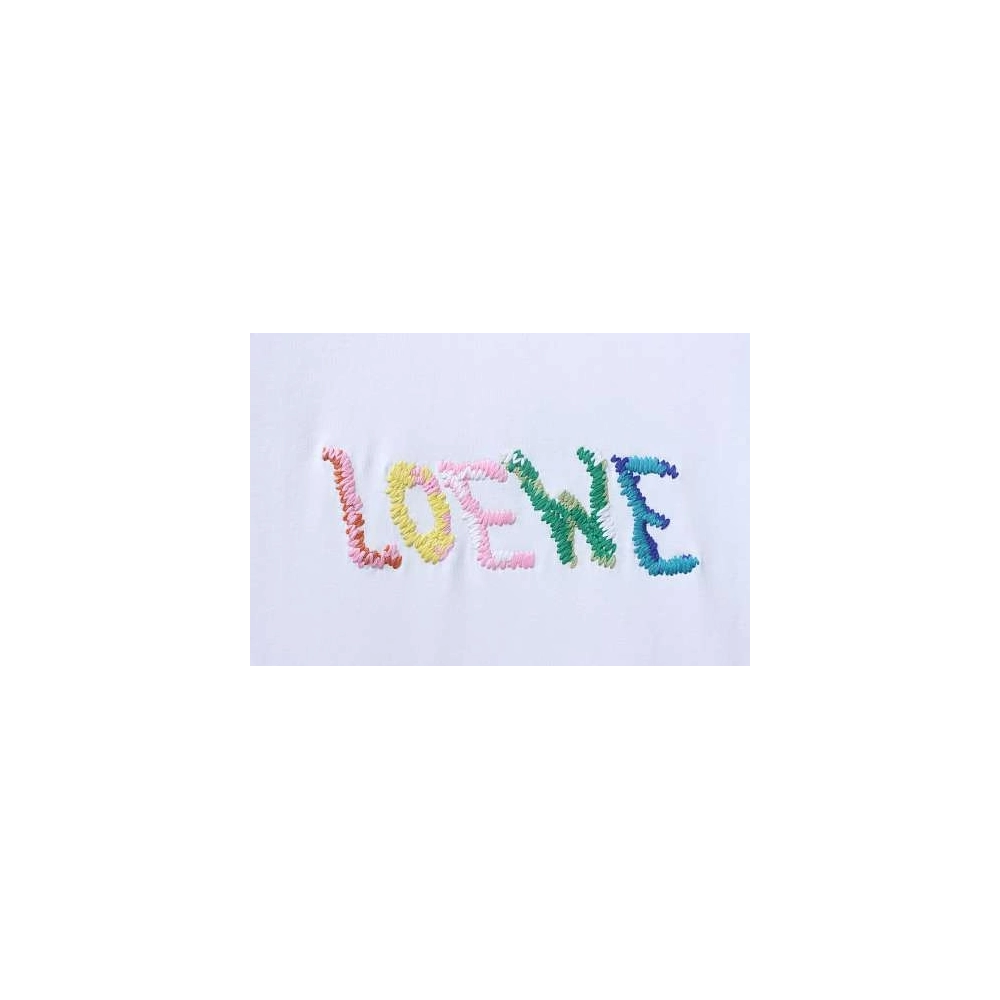 Loewe Rainbow Letter Embroidery T-Shirt White,Loewe T-Shirts,T-Shirts,CLOTHES
