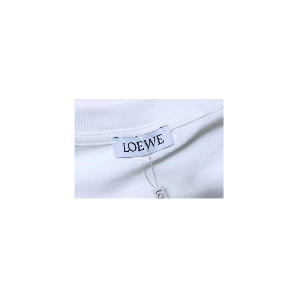 Loewe Rainbow Letter Embroidery T-Shirt White,Loewe T-Shirts,T-Shirts,CLOTHES