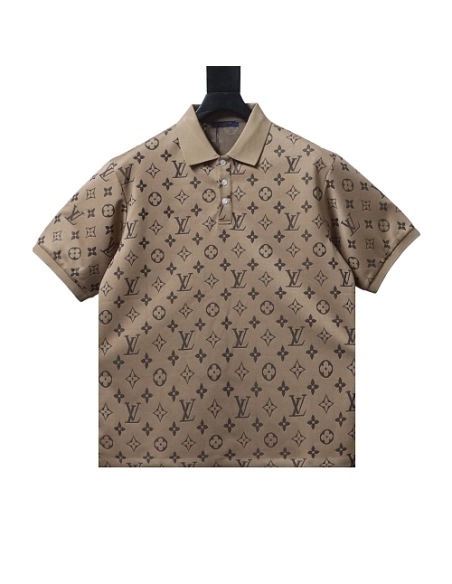 Louis Vuitton All-Over Print Short-Sleeve Shirt Brown,Louis Vuitton T-Shirts,T-Shirts,CLOTHES