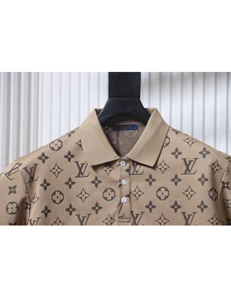 Louis Vuitton All-Over Print Short-Sleeve Shirt Brown,Louis Vuitton T-Shirts,T-Shirts,CLOTHES