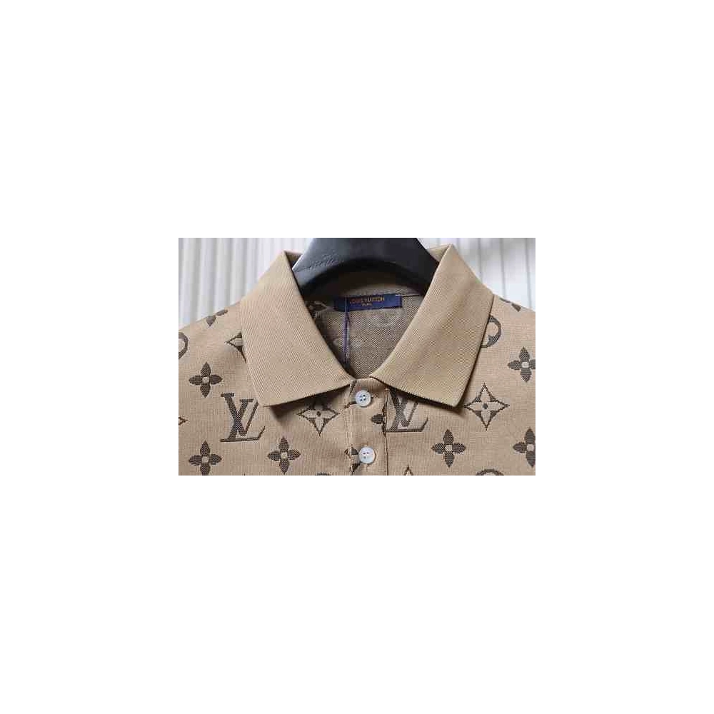 Louis Vuitton All-Over Print Short-Sleeve Shirt Brown,Louis Vuitton T-Shirts,T-Shirts,CLOTHES