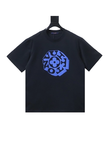 Louis Vuitton Circular Monogram Logo T-Shirt Black,Louis Vuitton T-Shirts,T-Shirts,CLOTHES