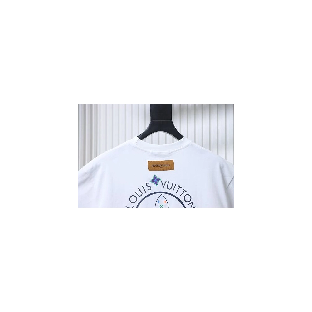Louis Vuitton Colorful Calico Embroidery Logo T-Shirt White,Louis Vuitton T-Shirts,T-Shirts,CLOTHES