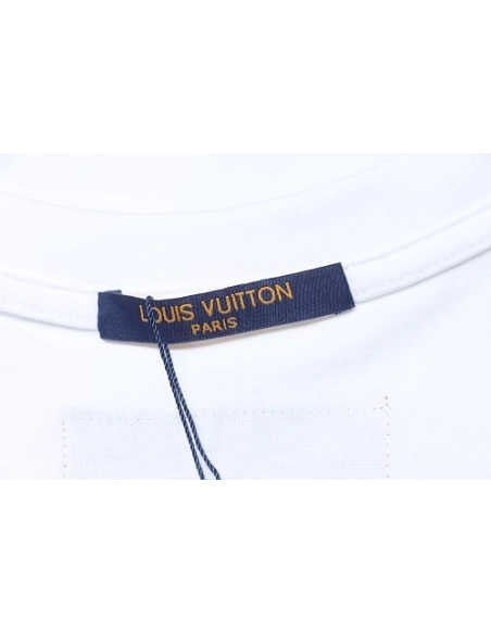 Louis Vuitton Colorful Calico Embroidery Logo T-Shirt White,Louis Vuitton T-Shirts,T-Shirts,CLOTHES