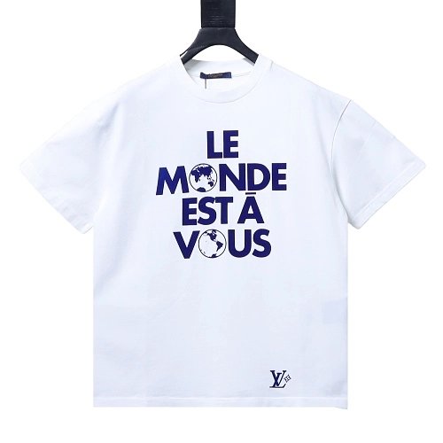Louis Vuitton Earth Flocking Print T-Shirt White,Louis Vuitton T-Shirts,T-Shirts,CLOTHES