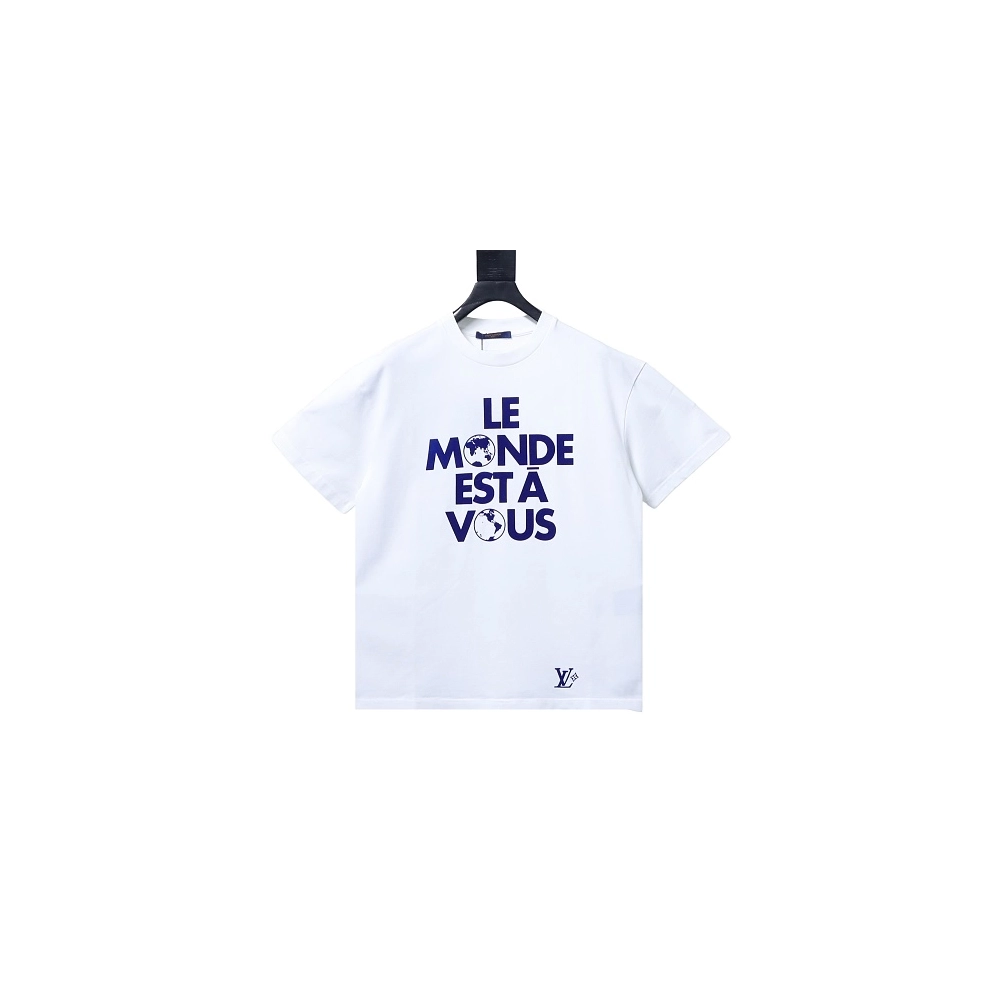 Louis Vuitton Earth Flocking Print T-Shirt White,Louis Vuitton T-Shirts,T-Shirts,CLOTHES