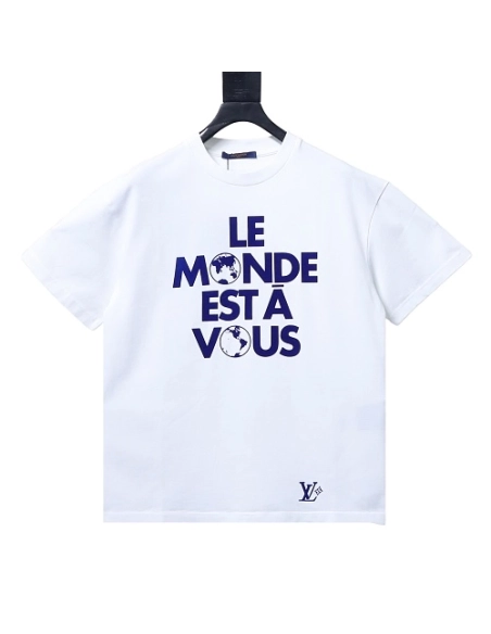 Louis Vuitton Earth Flocking Print T-Shirt White,Louis Vuitton T-Shirts,T-Shirts,CLOTHES