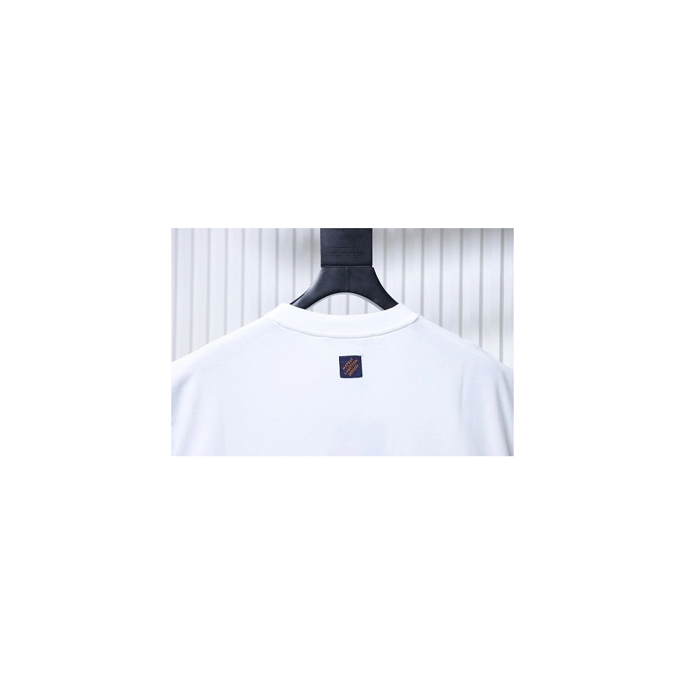 Louis Vuitton Earth Flocking Print T-Shirt White,Louis Vuitton T-Shirts,T-Shirts,CLOTHES
