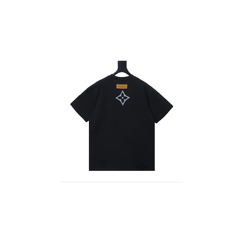 Louis Vuitton Flocked Logo T-Shirt Black,Louis Vuitton T-Shirts,T-Shirts,CLOTHES