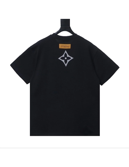 Louis Vuitton Flocked Logo T-Shirt Black,Louis Vuitton T-Shirts,T-Shirts,CLOTHES