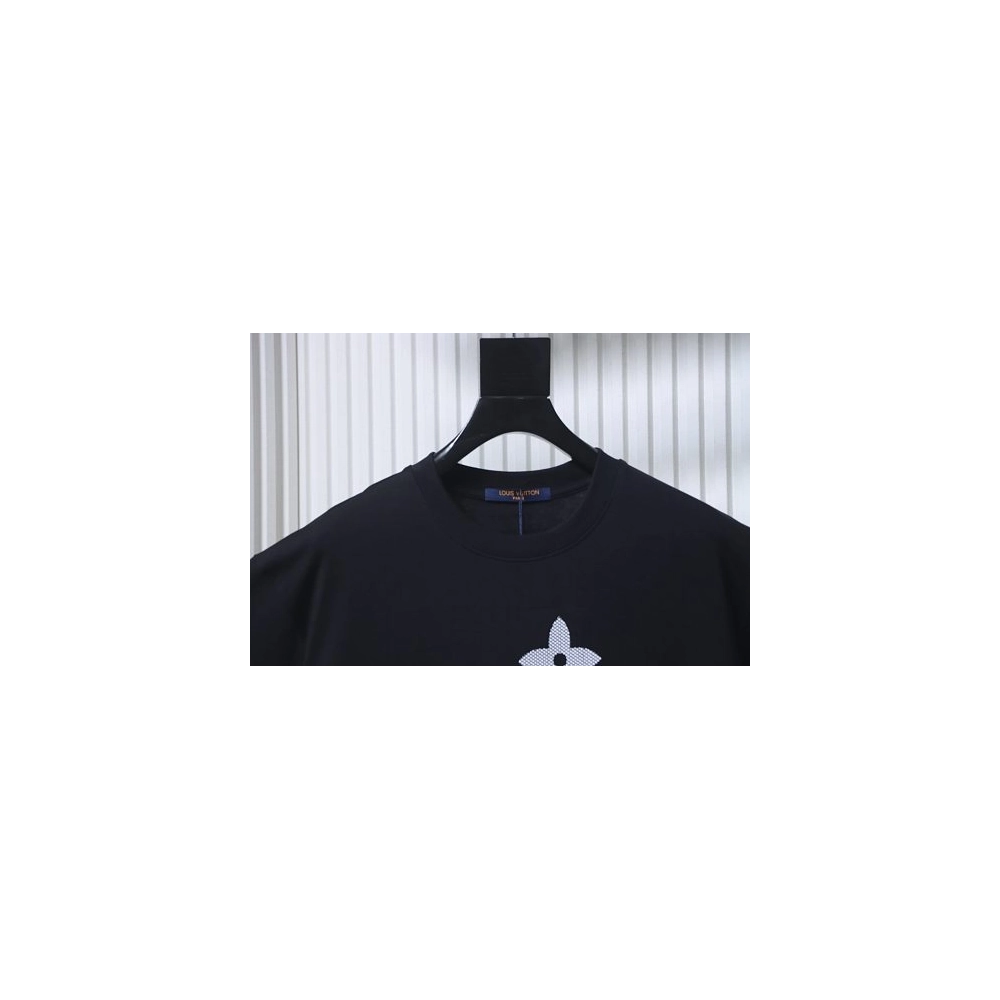 Louis Vuitton Flocked Logo T-Shirt Black,Louis Vuitton T-Shirts,T-Shirts,CLOTHES