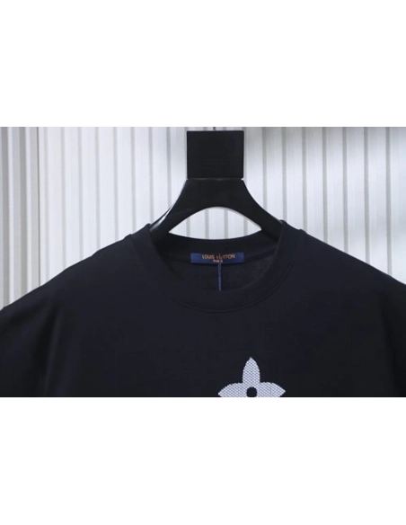 Louis Vuitton Flocked Logo T-Shirt Black,Louis Vuitton T-Shirts,T-Shirts,CLOTHES
