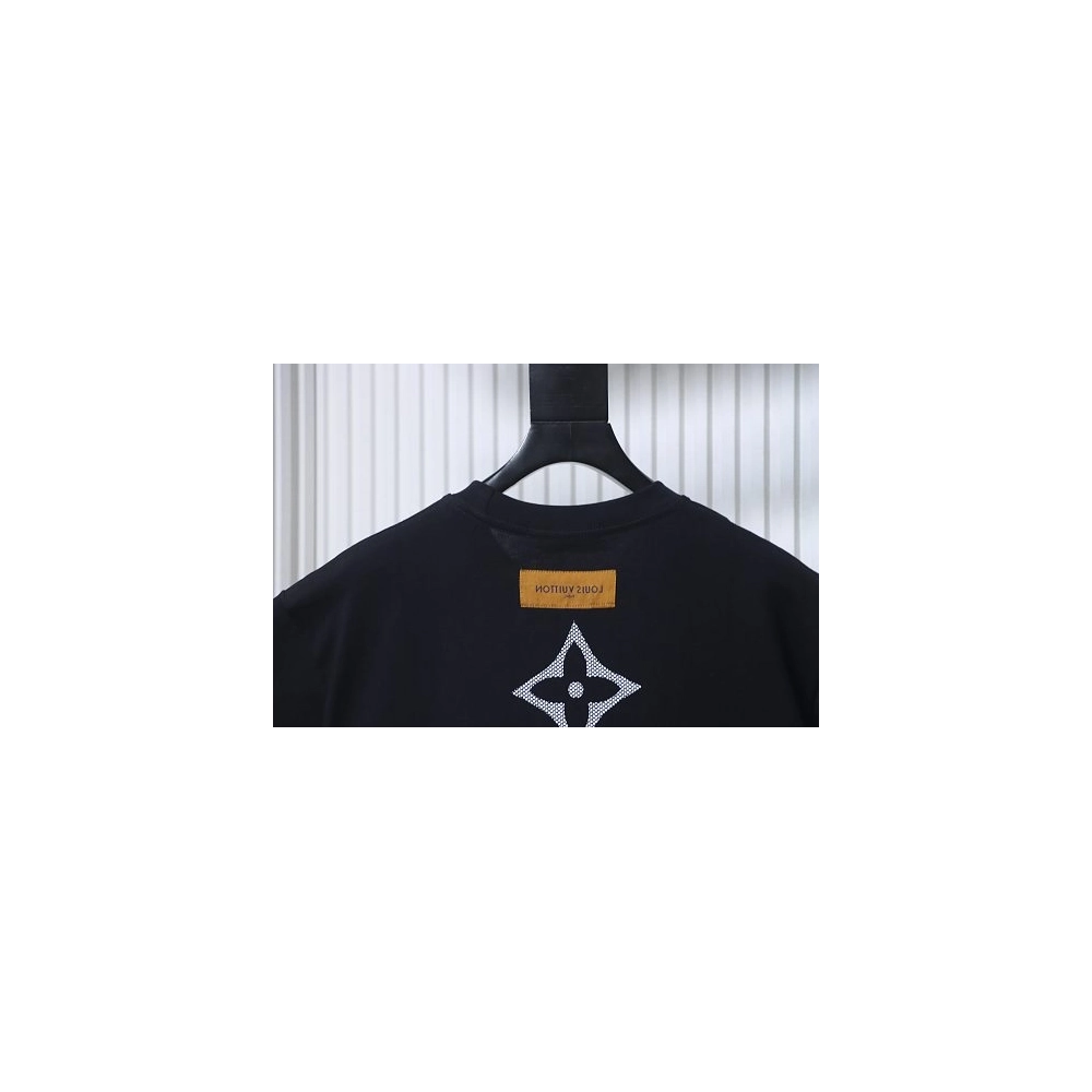 Louis Vuitton Flocked Logo T-Shirt Black,Louis Vuitton T-Shirts,T-Shirts,CLOTHES