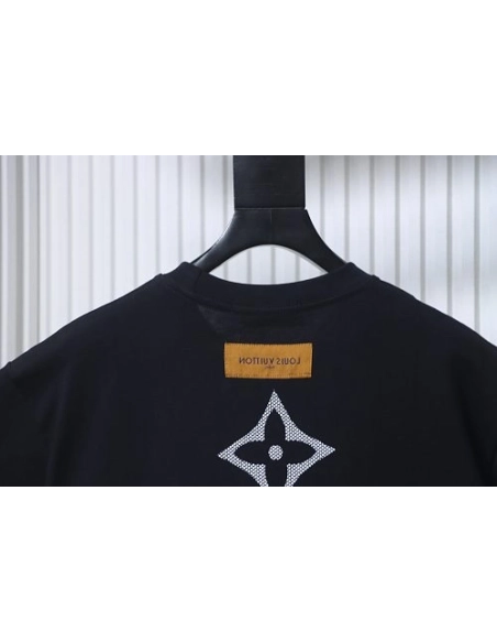 Louis Vuitton Flocked Logo T-Shirt Black,Louis Vuitton T-Shirts,T-Shirts,CLOTHES