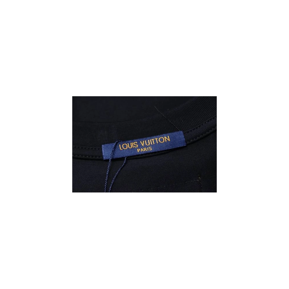 Louis Vuitton Flocked Logo T-Shirt Black,Louis Vuitton T-Shirts,T-Shirts,CLOTHES