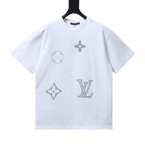 Louis Vuitton Flocked Logo T-Shirt White,Louis Vuitton T-Shirts,T-Shirts,CLOTHES