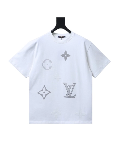 Louis Vuitton Flocked Logo T-Shirt White,Louis Vuitton T-Shirts,T-Shirts,CLOTHES
