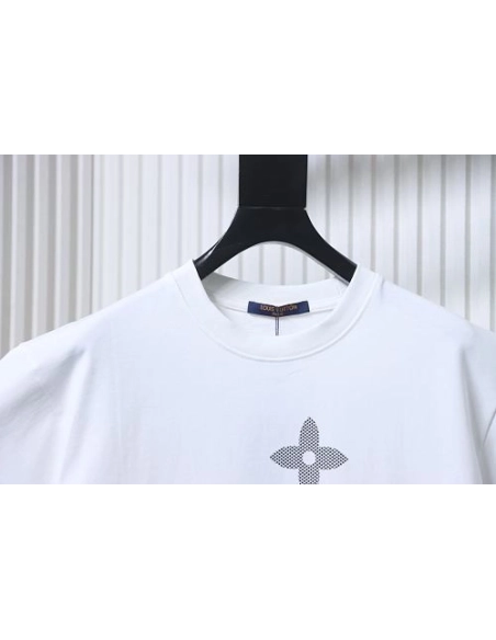 Louis Vuitton Flocked Logo T-Shirt White,Louis Vuitton T-Shirts,T-Shirts,CLOTHES