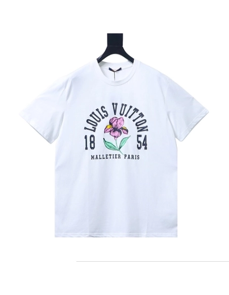 Louis Vuitton Iris 1854 Vintage Print T-shirt White,Louis Vuitton T-Shirts,T-Shirts,CLOTHES