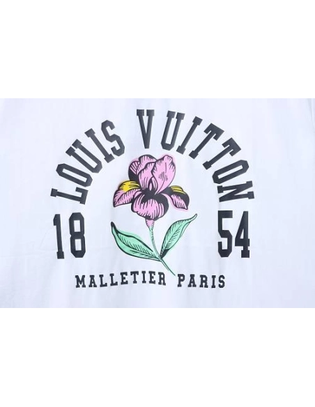 Louis Vuitton Iris 1854 Vintage Print T-shirt White,Louis Vuitton T-Shirts,T-Shirts,CLOTHES